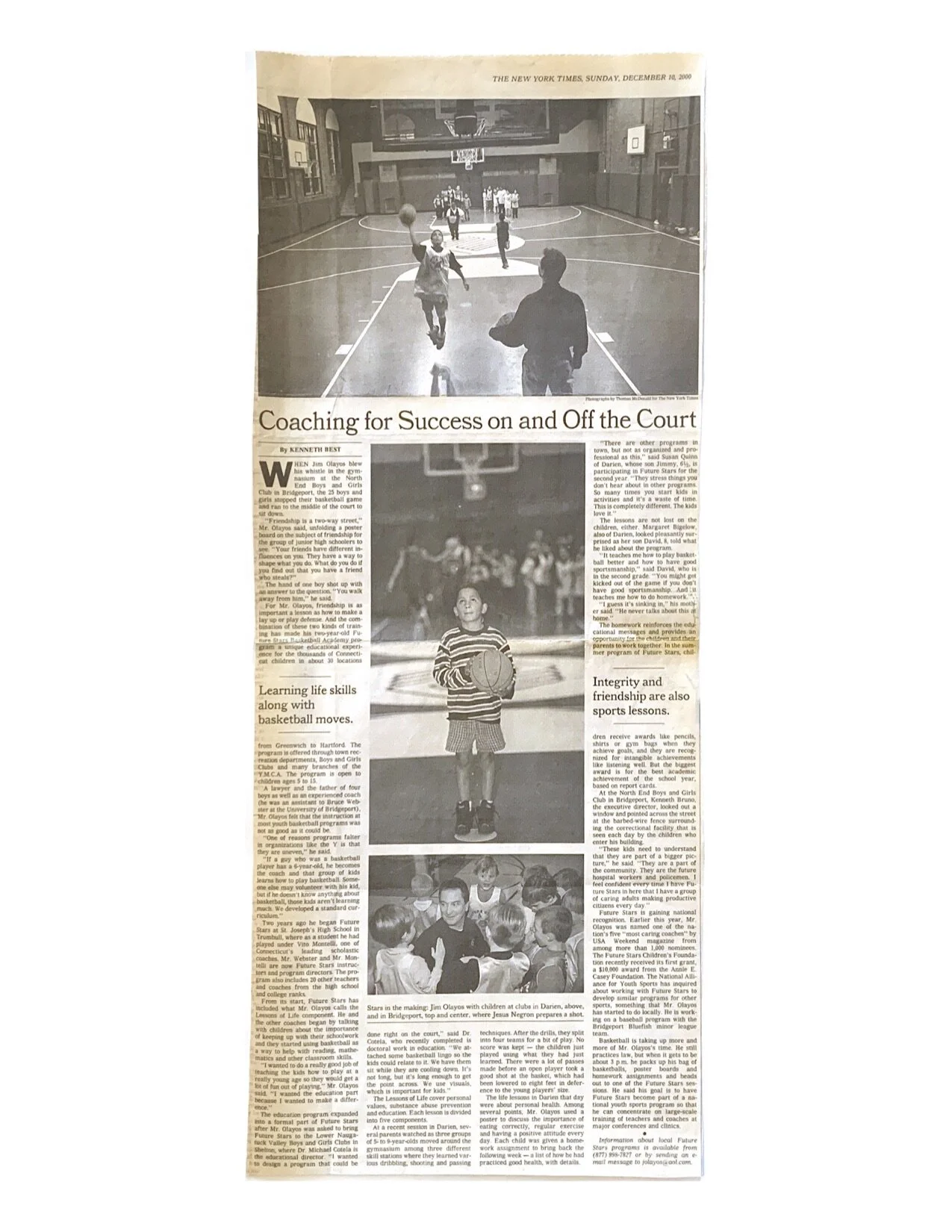 New York Times — Coaching for Success on and Off the Court